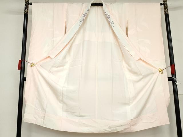 平和屋着物●振袖用長襦袢　袷　飛鶴地紋　暈し染め　半衿刺繍　正絹　逸品　AABM0193cs