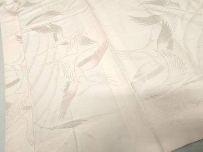 平和屋着物●振袖用長襦袢　袷　飛鶴地紋　暈し染め　半衿刺繍　正絹　逸品　AABM0193cs