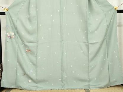 平和屋着物●訪問着　刺繍　花丸文　金糸　洗える着物　AABM0199cs