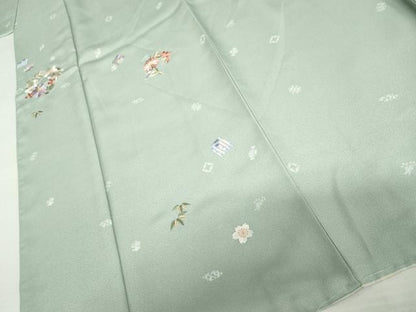 平和屋着物●訪問着　刺繍　花丸文　金糸　洗える着物　AABM0199cs