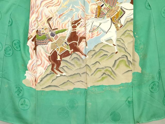 平和屋着物●セミアンティーク　振袖用長襦袢　騎馬　金彩　仮絵羽　逸品　未使用　AABM0208cs