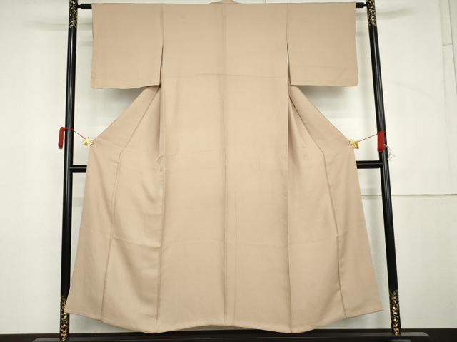 平和屋着物●上質な色無地　南天地紋　薄香色　正絹　逸品　AABM0210cs