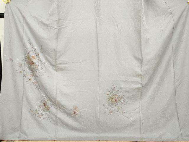 平和屋着物●中国三大刺繍　スワトウ刺繍　汕頭刺繍　相良刺繍　訪問着　飾花文　金糸　ロング　正絹　逸品　AABM0212cs