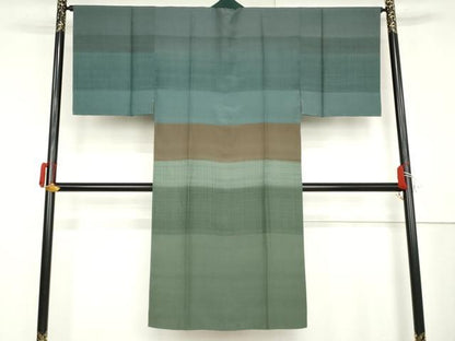 平和屋着物●男性　長襦袢　袷　横段文　正絹　逸品　未使用　AABM0215cs
