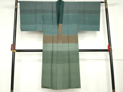 平和屋着物●男性　長襦袢　袷　横段文　正絹　逸品　未使用　AABM0215cs