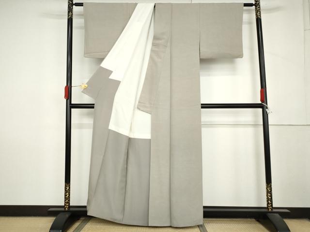 平和屋着物●上質な紬　色無地　霞色　正絹　逸品　AABM0217cs
