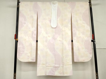 平和屋着物●振袖用長襦袢　袷　作家物　舞桜　はなろまん　暈し染め　金糸　半衿刺繍　京都きもの友禅扱い　正絹　逸品　AABM0218cs