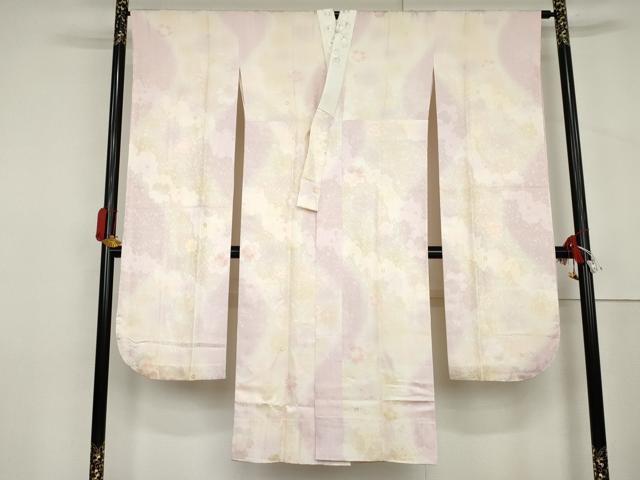 平和屋着物●振袖用長襦袢　袷　作家物　舞桜　はなろまん　暈し染め　金糸　半衿刺繍　京都きもの友禅扱い　正絹　逸品　AABM0218cs
