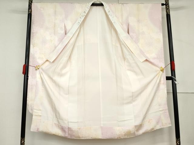 平和屋着物●振袖用長襦袢　袷　作家物　舞桜　はなろまん　暈し染め　金糸　半衿刺繍　京都きもの友禅扱い　正絹　逸品　AABM0218cs