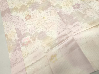 平和屋着物●振袖用長襦袢　袷　作家物　舞桜　はなろまん　暈し染め　金糸　半衿刺繍　京都きもの友禅扱い　正絹　逸品　AABM0218cs