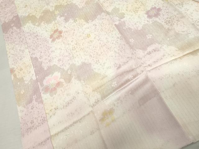 平和屋着物●振袖用長襦袢　袷　作家物　舞桜　はなろまん　暈し染め　金糸　半衿刺繍　京都きもの友禅扱い　正絹　逸品　AABM0218cs