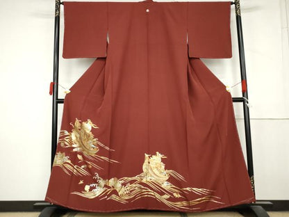 平和屋着物●島田えり茂　色留袖　螺鈿　南蛮船　金銀彩　正絹　逸品　未使用　AABM0222cs