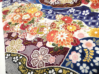 平和屋着物●豪華振袖　刺繍　雪輪花毬文　暈し染め　金糸　金彩　ロング丈　正絹　逸品　AABM0226cs