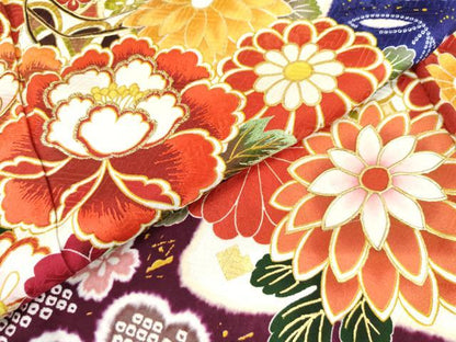 平和屋着物●豪華振袖　刺繍　雪輪花毬文　暈し染め　金糸　金彩　ロング丈　正絹　逸品　AABM0226cs