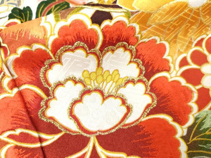平和屋着物●豪華振袖　刺繍　雪輪花毬文　暈し染め　金糸　金彩　ロング丈　正絹　逸品　AABM0226cs