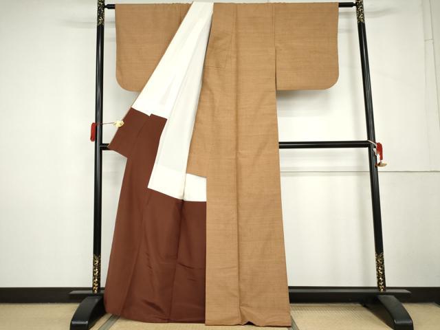 平和屋着物●上質な紬　十字　正絹　逸品　AABM0233cs