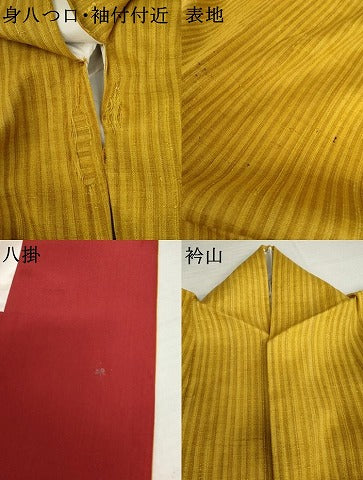 平和屋着物●浦野理一　経節紬　縞　正絹　逸品　AABM0239cs