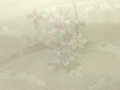 平和屋着物●長襦袢　袷　雪芝花文　暈し染め　正絹　逸品　AABM0243cs