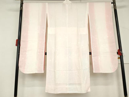 平和屋着物●振袖用長襦袢　無双仕立て　枝花地紋　半衿刺繍　正絹　逸品　AABM0244cs