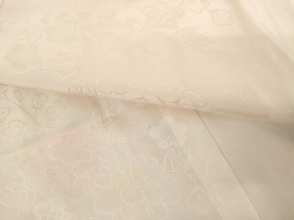 平和屋着物●振袖用長襦袢　無双仕立て　枝花地紋　半衿刺繍　正絹　逸品　AABM0244cs