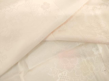 平和屋着物●振袖用長襦袢　無双仕立て　枝花地紋　半衿刺繍　正絹　逸品　AABM0244cs