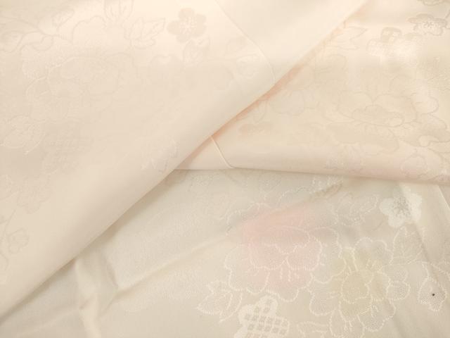 平和屋着物●振袖用長襦袢　無双仕立て　枝花地紋　半衿刺繍　正絹　逸品　AABM0244cs