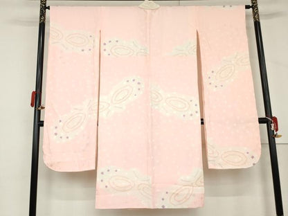 平和屋着物●振袖用長襦袢　袷　絞り　舞蝶文　正絹　逸品　AABM0245cs
