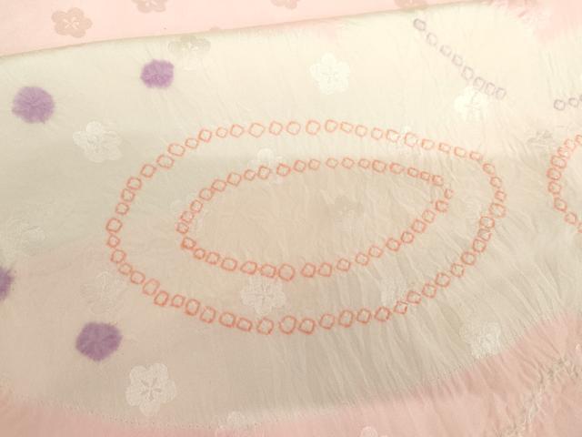 平和屋着物●振袖用長襦袢　袷　絞り　舞蝶文　正絹　逸品　AABM0245cs