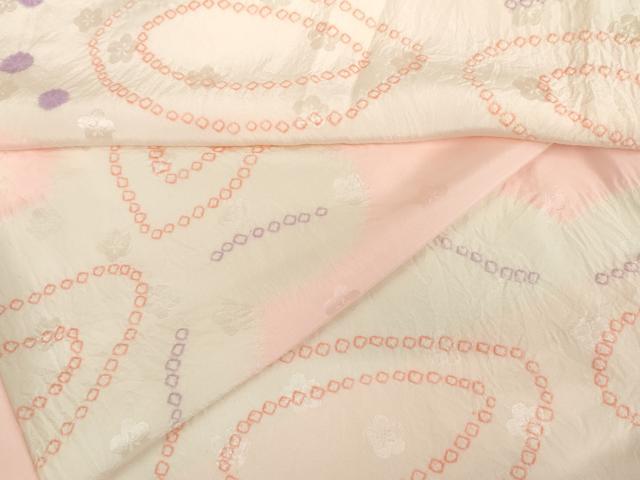 平和屋着物●振袖用長襦袢　袷　絞り　舞蝶文　正絹　逸品　AABM0245cs