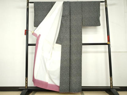 平和屋着物●江戸小紋　成り物　黒地　正絹　逸品　AABM0260cs