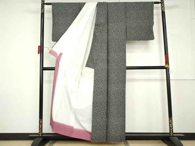 平和屋着物●江戸小紋　成り物　黒地　正絹　逸品　AABM0260cs