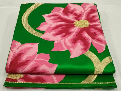 平和屋着物◎六通柄袋帯　唐織　花唐草文　金糸　正絹　逸品　AABM0282ou