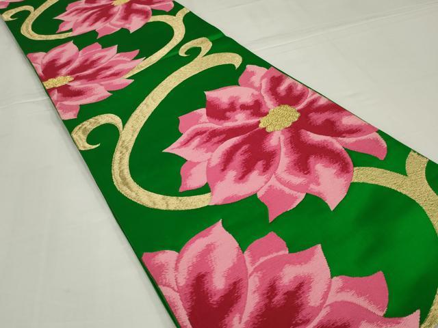 平和屋着物◎六通柄袋帯　唐織　花唐草文　金糸　正絹　逸品　AABM0282ou