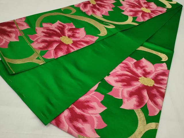 平和屋着物◎六通柄袋帯　唐織　花唐草文　金糸　正絹　逸品　AABM0282ou