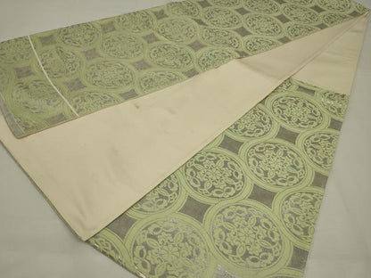 平和屋着物◎六通柄袋帯　花丸天井文　銀糸　引箔　正絹　逸品　AABM0286ou