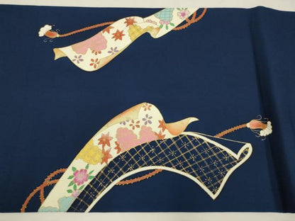 平和屋着物◎塩瀬　九寸開き名古屋帯　鬘帯花文　金彩　正絹　逸品　AABM0289ou