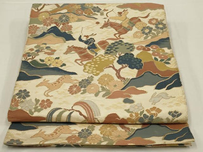 平和屋着物◎六通柄　京本袋帯　唐織　狩猟文　金銀糸　正絹　逸品　AABM0291ou
