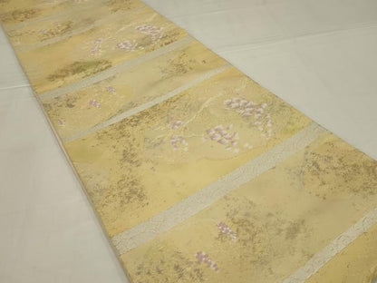 平和屋着物◎六通柄袋帯　唐織　横段枝花文　金糸　正絹　逸品　AABM0296ou