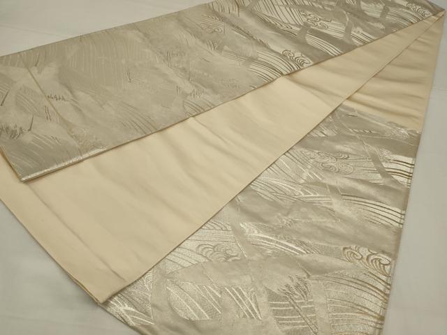 平和屋着物◎六通柄袋帯　群鶴文　金銀糸　正絹　逸品　AABM0299ou