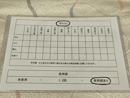 平和屋着物◎六通柄袋帯　幾何学文　銀糸　正絹　逸品　AABM0302ou