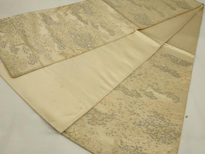 平和屋着物◎六通柄袋帯　遠山樹林文　金糸　正絹　逸品　AABM0309ou