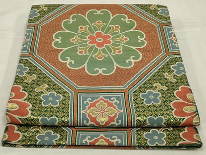 平和屋着物◎六通柄　京袋帯　蜀江花文　金糸　正絹　逸品　AABM0312ou