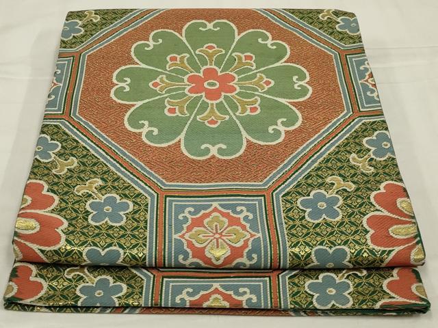 平和屋着物◎六通柄　京袋帯　蜀江花文　金糸　正絹　逸品　AABM0312ou