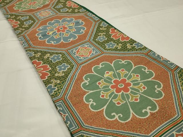 平和屋着物◎六通柄　京袋帯　蜀江花文　金糸　正絹　逸品　AABM0312ou