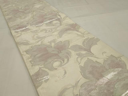 平和屋着物◎六通柄袋帯　更紗花文　銀糸　正絹　逸品　AABM0314ou