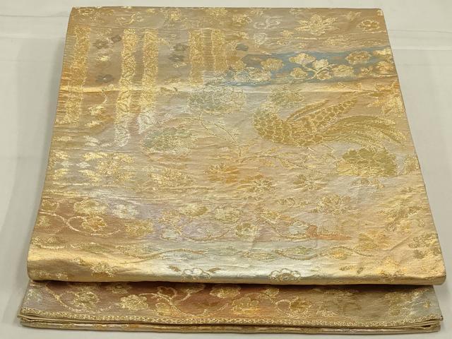 平和屋着物◎六通柄袋帯　花鳥文　金銀糸　正絹　逸品　AABM0316ou