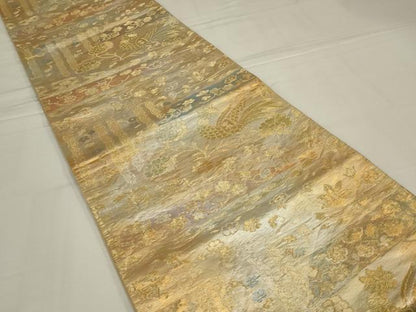 平和屋着物◎六通柄袋帯　花鳥文　金銀糸　正絹　逸品　AABM0316ou