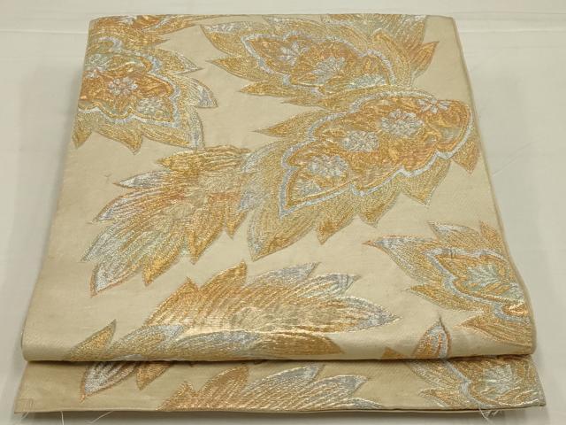 平和屋着物◎六通柄　京本袋帯　草花文　金銀糸　正絹　逸品　AABM0320ou