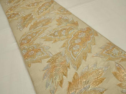 平和屋着物◎六通柄　京本袋帯　草花文　金銀糸　正絹　逸品　AABM0320ou