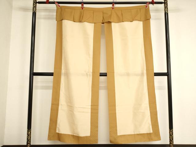 平和屋本店▼暖簾　幕　花菱文　狐色地　法衣　寺院　仏具　仏教　僧侶　神職　装束　AABM0347ja